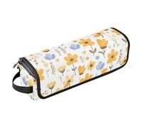 sanluoli Étui de voyage 2 en 1 pour fer à friser avec tapis de fer, étui de transport étanche pour fer à friser plat, fer à lisser, fer à friser, petite fleur fraîche jaune