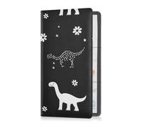 sanluoli Étui portefeuille essentiel en cuir de qualité supérieure pour l'enregistrement et la carte d'assurance - Motif dinosaures mignons - Noir