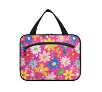 sanluoli Freshittle Trousse de maquillage à suspendre pour femme avec crochet, trousse de maquillage étanche pour voyage, vacances, cartera para maquillaje, Fresh Little Flowers Peach
