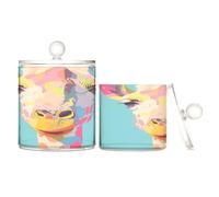 sanluoli Giraffe Pop Art Lot de 2 boîtes de rangement en plastique transparent avec couvercle pour cotons-tiges, cotons-tiges, cure-dents, trombones