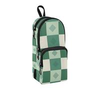 sanluoli Grande trousse à crayons en nylon à carreaux vichy couleur crème jade crème 3 compartiments pour études et fournitures artistiques pour l'école Preppy Preppy 1600 ml