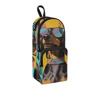 sanluoli Grande trousse à crayons en nylon motif teckel des années 80 avec 3 compartiments pour garçons, fournitures scolaires, infirmières, lycée, 1600 ml