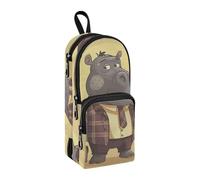 sanluoli Hippo at Work Trousse à crayons en nylon 3 compartiments Grande capacité pour filles Organiseur de papeterie pour femme Fournitures scolaires 1600 ml