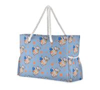 sanluoli Hippopotame drôle animal volant coeur orange bleu grande capacité sac de transport avec poches latérales sac de week-end sac avec poches zippées