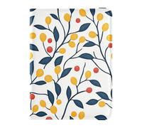 sanluoli Holly Berries Étui portefeuille imperméable en cuir pour passeport Jaune moutarde et bleu denim