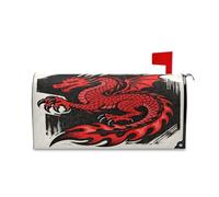 sanluoli Housse de boîte aux lettres décorative motif dragon chinois noir et rouge pour boîte aux lettres patriotique unique 52,8 x 64,5 cm