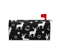 sanluoli Housse de boîte aux lettres décorative noire et blanche avec renne et étoiles pour la Saint-Valentin, 52,8 x 64,5 cm