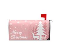 sanluoli Housse de boîte aux lettres décorative rose Merry Christmas avec flocon de neige et silhouette d'arbre pour l'hiver et Pâques, couverture magnétique standard, 52,8 x 64,5 cm