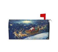 sanluoli Housse de boîte aux lettres magnétique décorative avec motif Père Noël et son traîneau - 45,7 x 52,6 cm