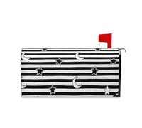 sanluoli Housse de boîte aux lettres magnétique Motif étoiles et lune Noir/blanc 52,8 x 64,5 cm
