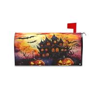 sanluoli Housse magnétique pour boîte aux lettres d'hiver - Motif maison hantée - Noir - 52,8 x 64,5 cm