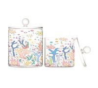 sanluoli Lot de 2 bacs de rangement amusants en plastique transparent avec couvercle pour la salle de bain, pour cotons-tiges, cotons-tiges, cure-dents, trombones