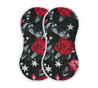 sanluoli Lot de 2 bavoirs en coton doux et absorbant Motif roses rouges 55,9 x 27,9 cm