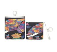 sanluoli Lot de 2 boîtes de rangement en plastique transparent avec couvercle en forme d'éléphant mignon pour cotons-tiges, cotons-tiges, cure-dents, trombones