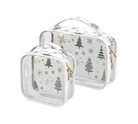 sanluoli Lot de 2 grandes trousses de toilette transparentes approuvées par la TSA - Conforme aux normes des compagnies aériennes - Vert, Sapins de Noël safari verts