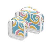 sanluoli Lot de 2 grandes trousses de toilette transparentes en forme de spirale colorées et résistantes à l'eau approuvées par la TSA, conformes aux normes des compagnies aériennes aéroportuaires