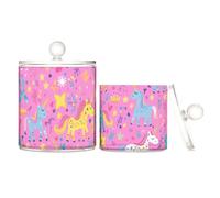 sanluoli Lot de 2 organiseurs de maquillage en plastique transparent avec couvercle pour cotons-tiges, cotons-tiges, cure-dents, trombones, couleur arc-en-ciel