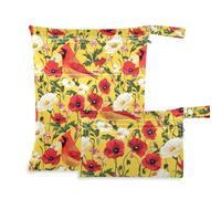 sanluoli Lot de 2 sacs à fermeture éclair pour couches pour maillot de bain avec poignées pour le bain, le yoga (jour commémoratif national oiseau fleur rouge)