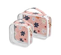 sanluoli Lot de 2 trousses de toilette de voyage transparentes approuvées par la TSA - Résistantes à l'eau - Conforme aux normes des compagnies aériennes, Beautiful Flowers