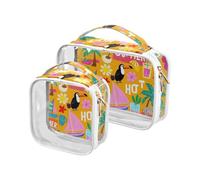 sanluoli Lot de 2 trousses de toilette de voyage transparentes Summer Island Coconut Orange, approuvées par la TSA pour femme et homme, kit de rasage Summer Island, noix de coco orange, Summer Island