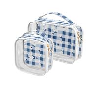 sanluoli Lot de 2 trousses de toilette Little Fresh Bunnies transparentes - Approuvé par la TSA - Multifonctionnel - Kit de rasage pour homme - Blanc et bleu - Petits lapins frais, petits lapins frais