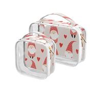 sanluoli Lot de 2 trousses de toilette transparentes à suspendre avec motif de nain de nain de nain beige et inscription « Happy Valentine's Day » et approuvées par la TSA