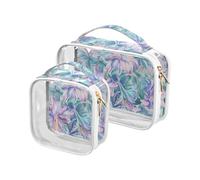 sanluoli Lot de 2 trousses de toilette transparentes à suspendre de style bohème - Réutilisables - Approuvées par la TSA - Pour le rasage - Style bohème - Fleur mystère - Violet, Boho Style Fleur