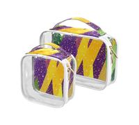 sanluoli Lot de 2 trousses de toilette transparentes à suspendre Mardi Gras Carnaval Violet Vert Approuvé TSA Trousse de maquillage portable pour homme Kit de rasage, Mardi Gras Carnaval Violet Vert