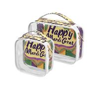 sanluoli Lot de 2 trousses de toilette transparentes à suspendre Mardi Gras Carnaval Violet/vert, Mardi Gras Carnaval Violet Vert