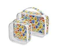 sanluoli Lot de 2 trousses de toilette transparentes à suspendre - Motif fleurs impressionnistes - Approuvées par la TSA, Fleurs impressionnistes colorées
