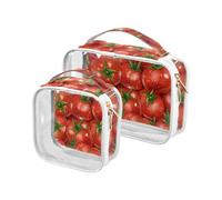 sanluoli Lot de 2 trousses de toilette transparentes à suspendre pour tomates fraîches et réutilisables, approuvées par la TSA, tomates fraîches rouges
