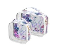 sanluoli Lot de 2 trousses de toilette transparentes Boho Polar Bear White Peach - Grande trousse de maquillage multifonction approuvée par la TSA - Kit de rasage pour homme - Ours polaire bohème
