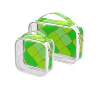 sanluoli Lot de 2 trousses de toilette transparentes et tendance pour homme - Vert citron - Losange à carreaux - Approuvées par la TSA - Conforme aux normes aéroportuaires - Vert citron, Losange à
