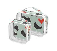 sanluoli Lot de 2 trousses de toilette transparentes Hippopotames noires et blanches pour homme - Réutilisables - Approuvées par la TSA - Conforme aux normes aéroportuaires - Blocs noirs et blancs