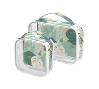 sanluoli Lot de 2 trousses de toilette vertes transparentes Gemini Cute Anime Girl pour femme, approuvées par la TSA, trousse de maquillage transparente pour homme, trousse de rasage pour homme