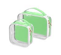 sanluoli Lot de 2 trousses de voyage transparentes approuvées par la TSA pour femme - Vert pâle - Couleur unie, Vert pâle uni uni