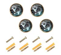 sanluoli Lot de 4 boutons d'armoire ronds personnalisables Ragdoll Cat Vintage 32 mm pour porte d'armoire