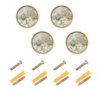 sanluoli Lot de 4 boutons de porte et d'armoire de cuisine personnalisables de style bohème floral vert royal 32 mm