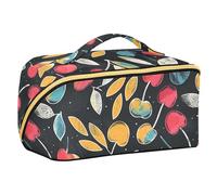 sanluoli Lovely Cherry Illustration Trousse à cosmétiques avec séparateurs Fermeture éclair Sacs cosmétiques avec fermeture éclair verticale autoportante