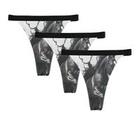 sanluoli No Solicting Adlet Background Sexy Stretch Soft Sexy Culotte No Show No Show No Show V-Waist Underwear Women Tangas Para Mujer Lot de 3 XS, Cheval animal mural blanc avec trou 3D, M