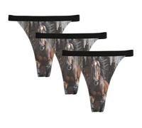 sanluoli No Solicting Adlet Background Sexy Stretch Soft Sexy Culotte No Show No Show No Show V-Waist Underwear Women Tangas Para Mujer Lot de 3 XS, Cheval animal mural en bois 3D, L