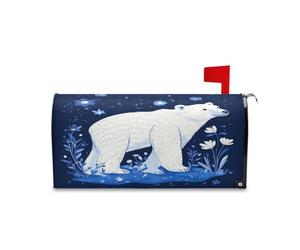 sanluoli Ours polaire bleu roi décoratif pour boîte aux lettres de Saint-Valentin, couverture d'hiver 45,7 x 52,6 cm