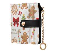 sanluoli Portefeuille pliable classique tendance en cuir synthétique imperméable avec emplacements pour cartes pour filles et femmes - Merry Christmas Cartoon Brown Gingerbread