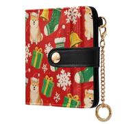 sanluoli Portefeuille pliable minimaliste tendance pour femme en cuir synthétique imperméable pour femmes, garçons et filles - Merry Christmas Brown Shiba Inu