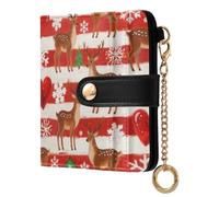 sanluoli Portefeuille tendance léger et pliable en cuir synthétique pour filles et femmes - Merry Christmas Brown Elk