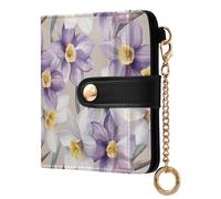 sanluoli Portefeuille tendance léger pliable unique minimaliste en cuir synthétique pour femme et fille - Narcisse lavande et beige