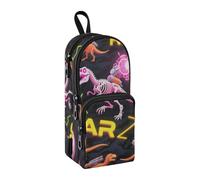 sanluoli Roaring T-rex Trousse à crayons multifonction et esthétique en nylon 3 compartiments Motif robot dinosaure rugissant Orange Noir 1600 ml