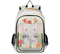 sanluoli Sac à dos de karaté pour enfants de 8 à 12 ans : sac à livres moderne pour l'école secondaire dans des couleurs assorties - Éléphant vert dessin animé