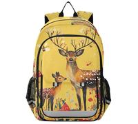 sanluoli Sac à dos pour enfants avec poche pour bouteille d'eau 8 à 12 : sacs à livres modernes pour enfants de couleurs assorties - Dessin animé robuste Sika Deer