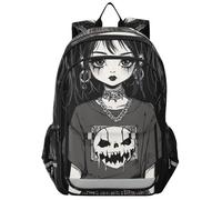 sanluoli Sac à dos pour filles de 8 à 12 ans : sacs légers pour enfants dans des couleurs assorties - Gothic Anime Girl Noir